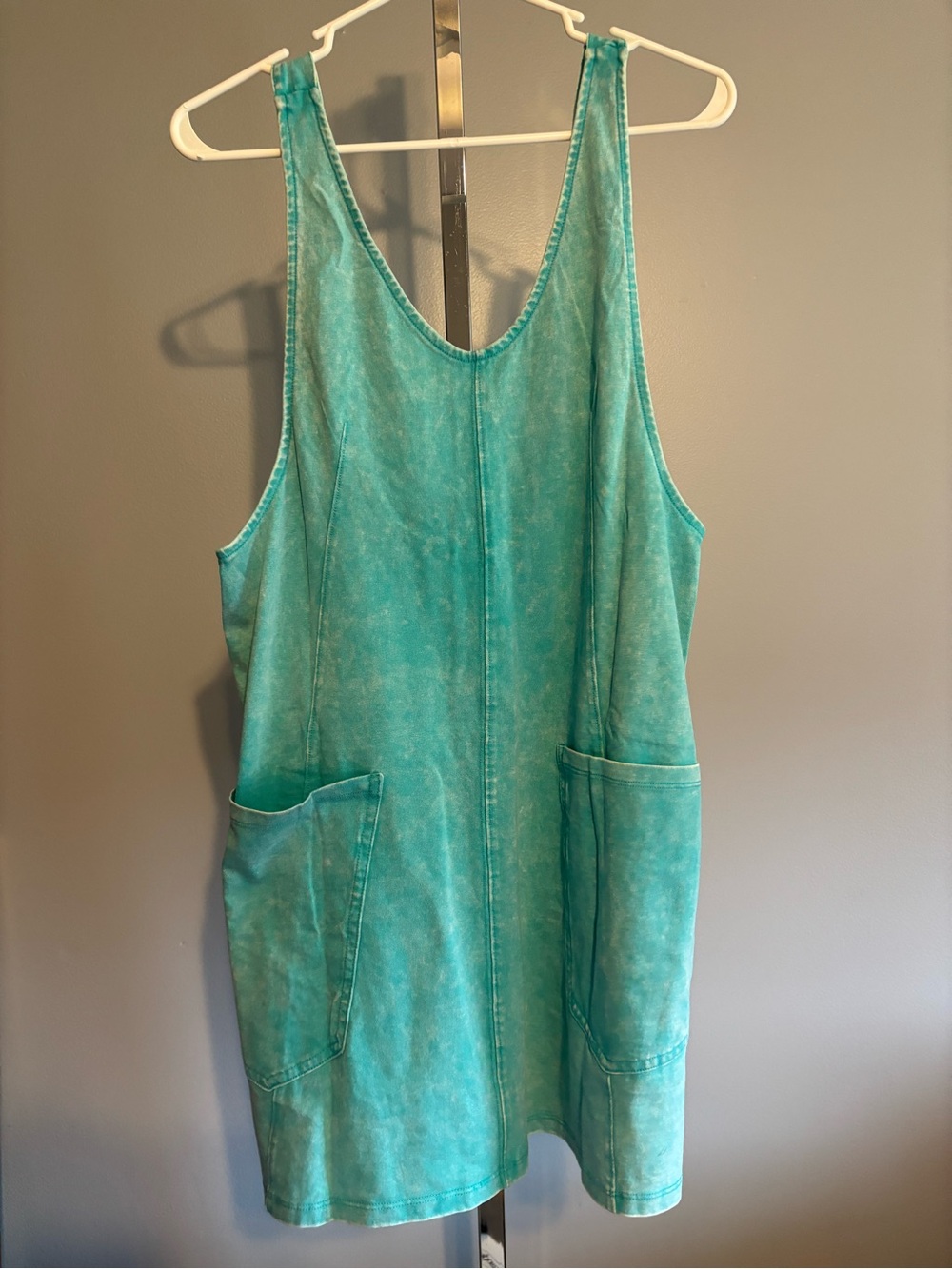 Zenana‎ teal dress pockets overalls style adjustable size medium NWT